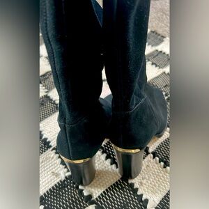 Michael Kors Blocked Heel Suede Black Regina boots Knee High
